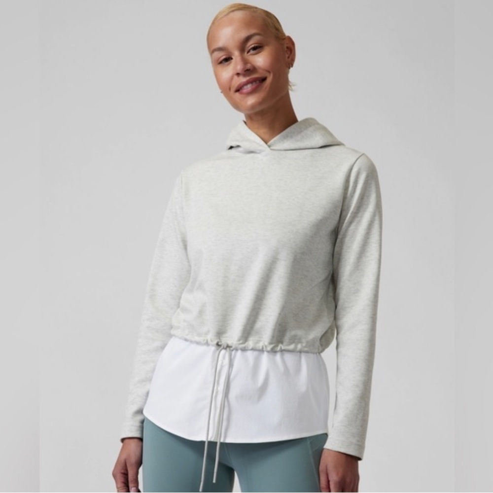 Athleta Gallery Hoodie Top Heathered Gray Size Small Style 983763-03